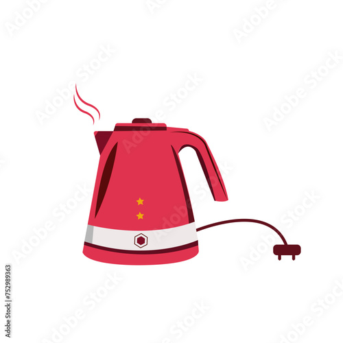 Electric Kettle. Teapot isolated on white. Flat vector illustration.