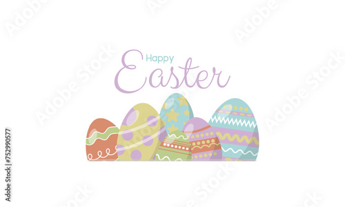 The letter or word of Happy easter day with the easter eggs isolated on white background for presentation, web banner, article, greeting card isolated on white background.