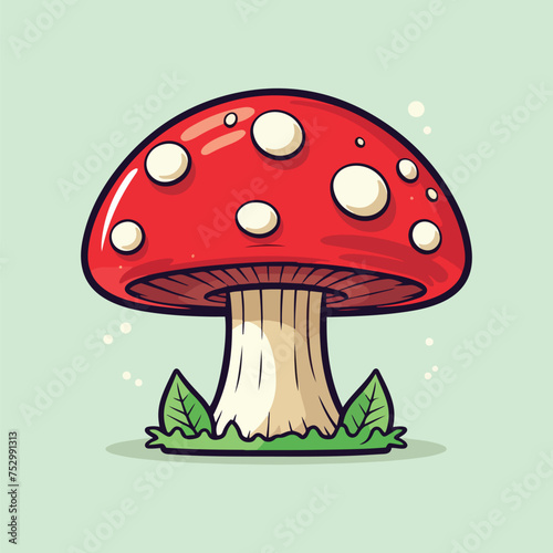 mushrooms in the grass isolated vector design