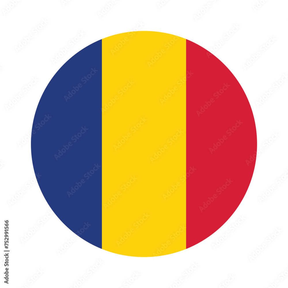Chad national flag vector icon design. Chad circle flag. Round of Chad flag.
