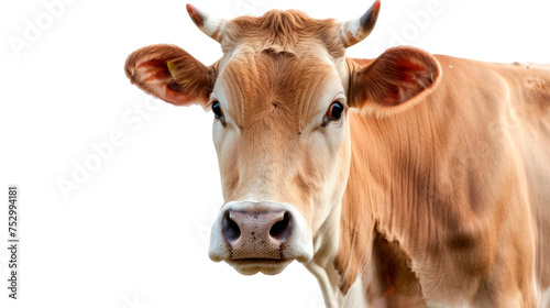 Close Up of a Brown Cow - Transparent background, Cut out