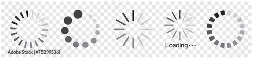 Loading icon set. Download buffer circular. Editable stroke illustration vector