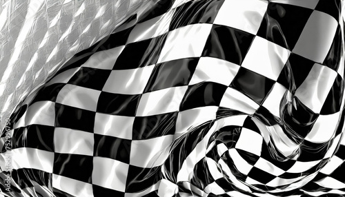 Abstract background with a black and white checkered flag rippling