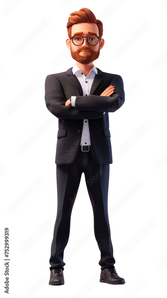 Man in Suit and Glasses Standing With Arms Crossed - Transparent background, Cut out Man in Suit and Glasses Standing With Arms Crossed - Transparent background, Cut out