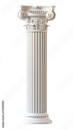 White Column With Decorative Design - Transparent background, Cut out photo