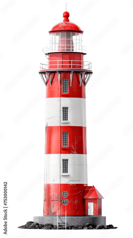 Red and White Lighthouse - Transparent background, Cut out Red and White Lighthouse - Transparent background, Cut out