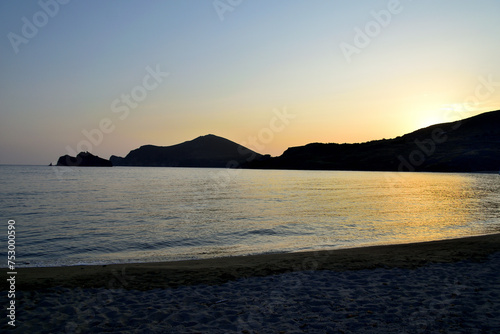 seascape at dusk - Thanos beach, Lemnos island, Greece, Aegean sea