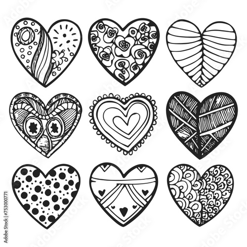 Hand drawn beautiful vector heart collection (ID: 753000771)