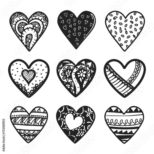 Hand drawn beautiful vector heart collection (ID: 753000933)