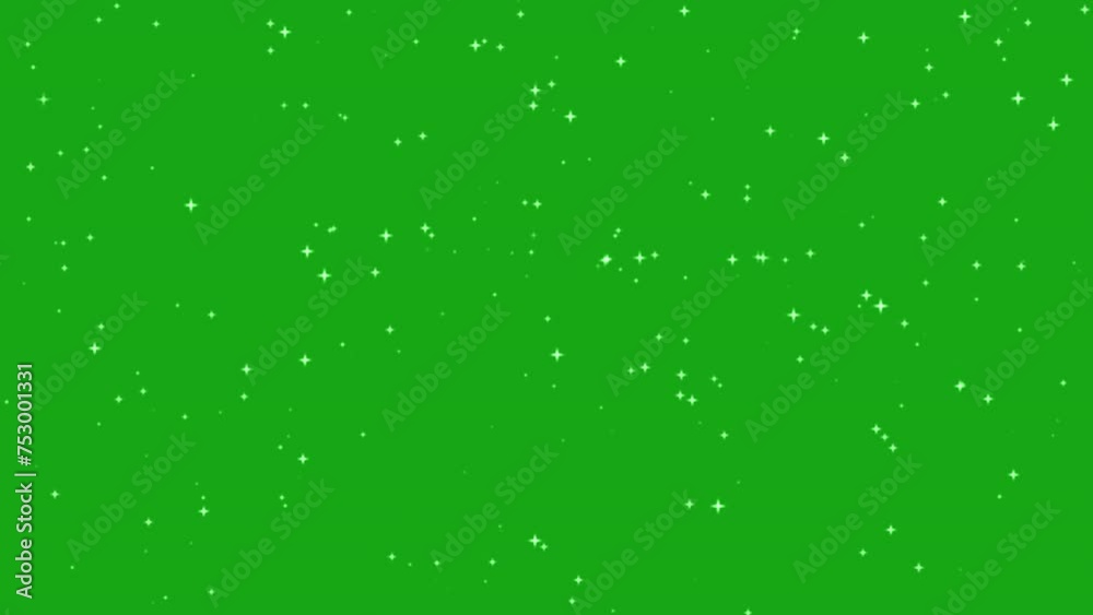 Glowing stars sparkle on green screen background. 4K Chroma key animation.