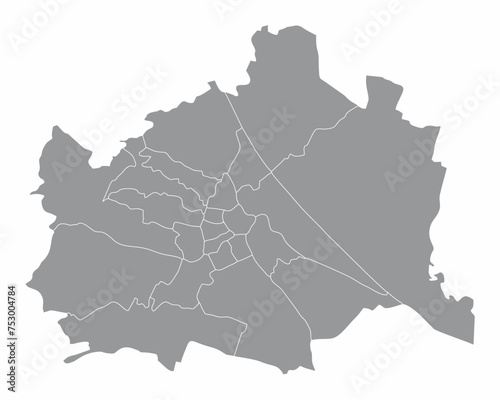 Obraz na płótnie Vienna administrative map w salonie