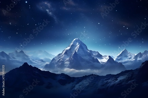 Starry Night Sky Over Mountains: A mesmerizing night sky filled with stars over majestic mountain peaks, evoking a sense of wonder and awe.