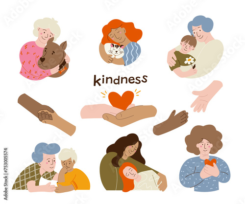 Kindness characters in flat design