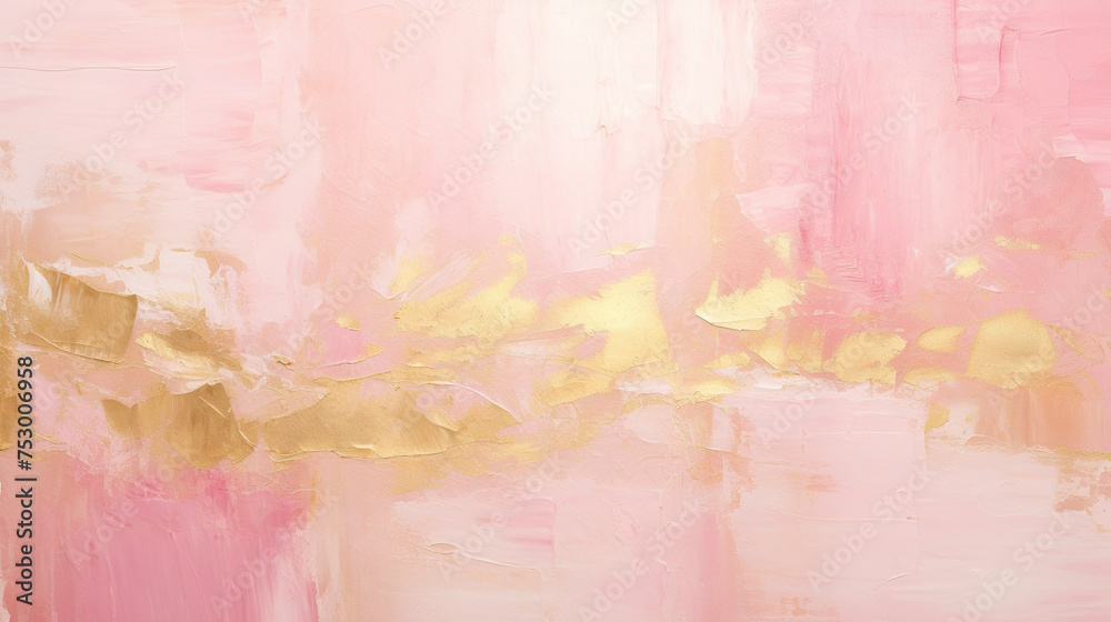 Abstract pink and gold paint background