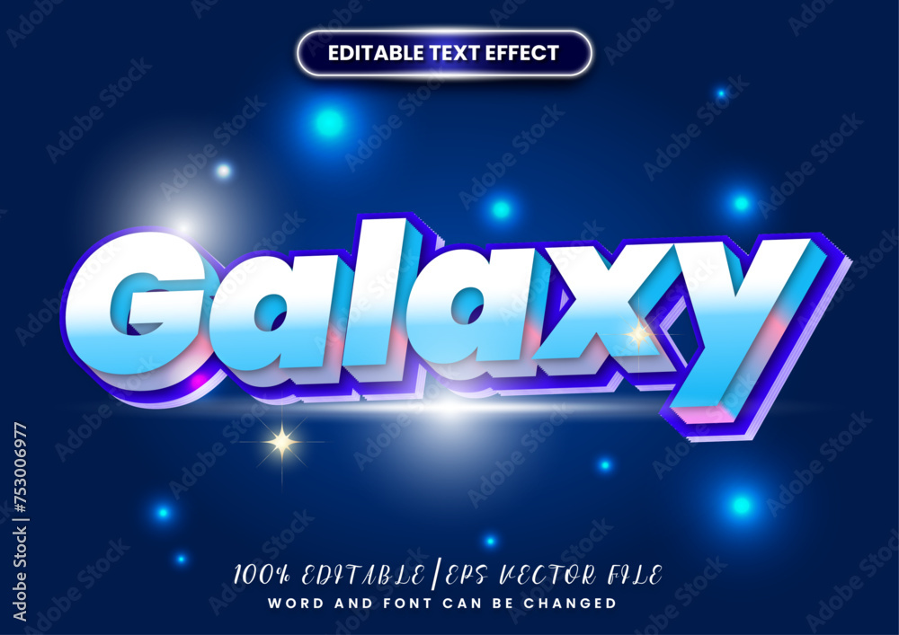 Glow and blue shiny text style. Galaxy text with neon glow style. editable text effect..