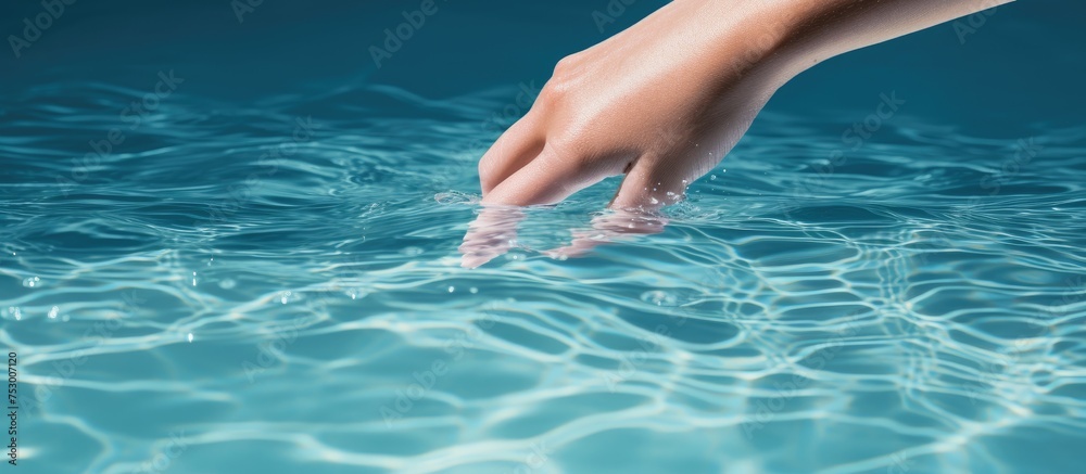 Exploring the Unknown: Hand Dips into Mysterious Pool Water Creating Ripples of Discovery