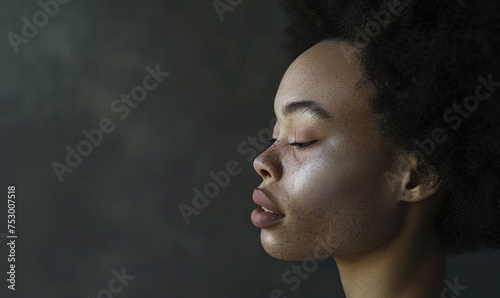 Portrait of a beautiful african american woman with closed eyes