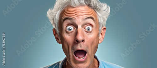 Man Expressing Surprise with Wide Eyes and Open Mouth in a Startled Reaction Moment