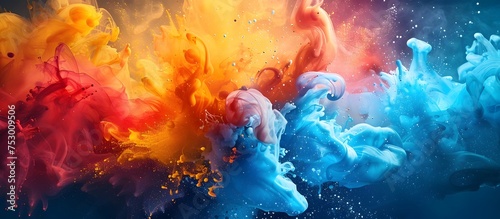 Explosive Mythological Paint Splatter Art, To provide a unique and eye-catching art piece that showcases the beauty and movement of colorful liquids