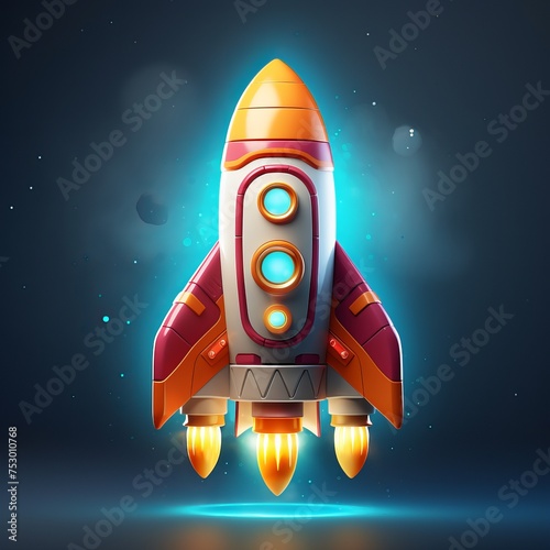 Rocket launch in cartoon style.