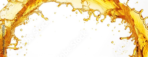 splashes of oily liquid arranged in a circle isolated on white background 