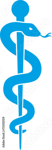 Medical Symbol - Caduceus Snake with Stick. Rod of Asclepius. Emblem for Drugstore. Pharmacy Icon. Vector Illustration.