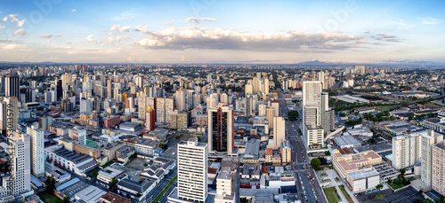 Panoramic aerial view of Curitiba, Brazil in Paranas state