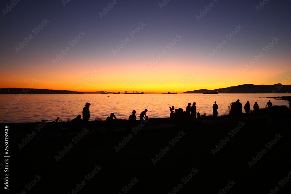 Sunset ocean , silhouette