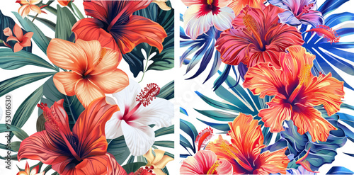 Natural tropical flowers as seamless fashion print