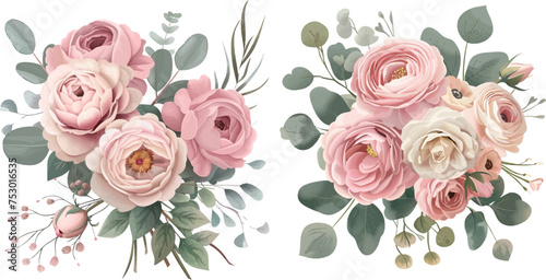 Pale pink camellia, dusty rose, ivory white peony, blush protea bouquet