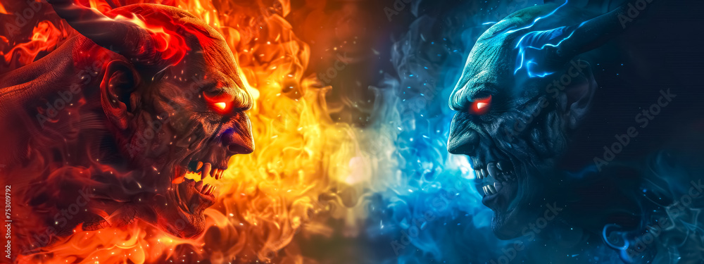 Fire and ice demons in epic battle