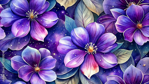 Lavender flowers bouquet on purple bokeh background. Vector illustration generative AI