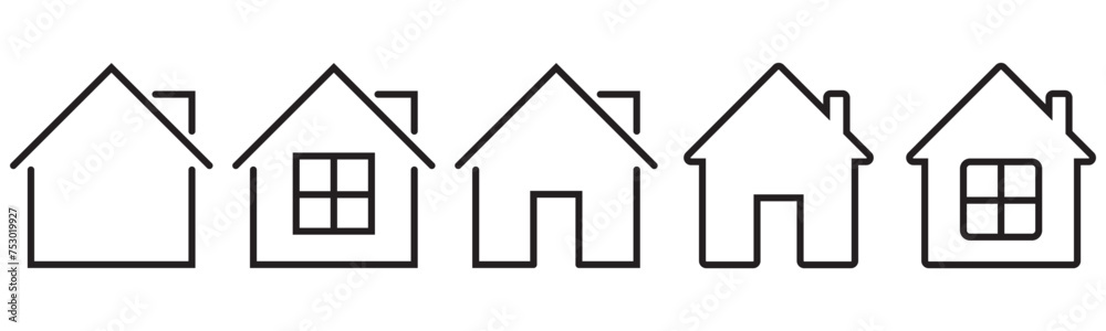 Collection home icons. House symbol. Set of real estate objects and ...