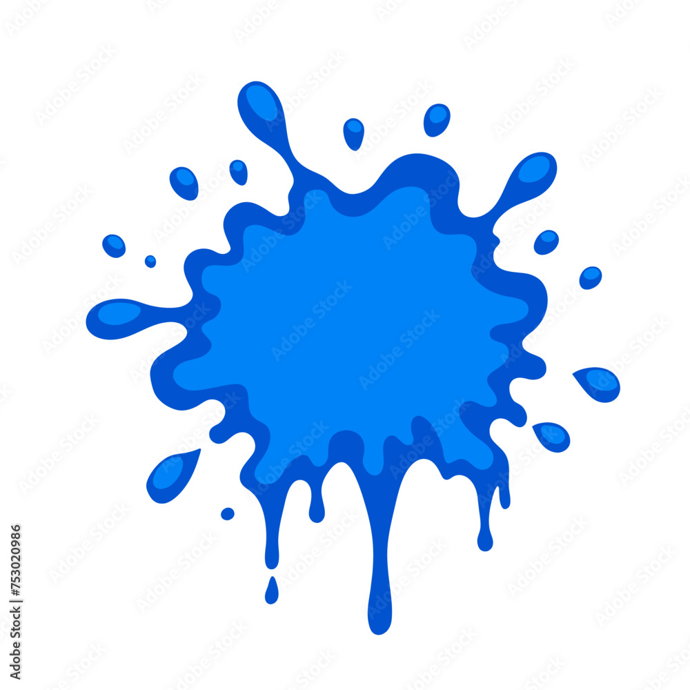 Fototapeta premium Blue paint stain blot on white background