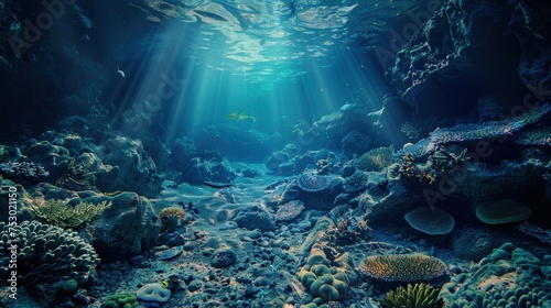 Depths of the ocean, vibrant marine life and mysterious wonders.