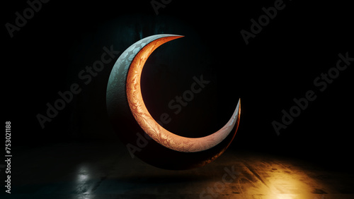 3D Crescent Illuminating Ramadan