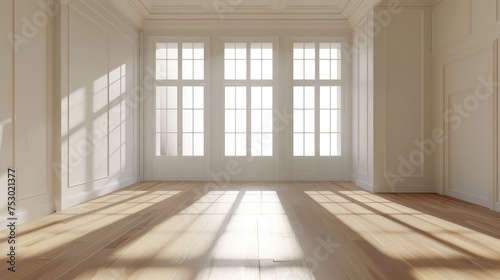 Bright Sunlit Spacious Empty Room Interior