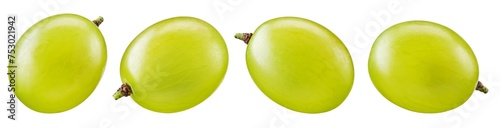 Grape. Green grapes isolated on transparent or white. Fresh green grape macro. Grapes transparent PNG.