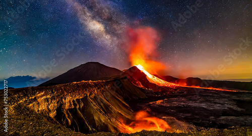 星夜に揺れる火山の影 photo