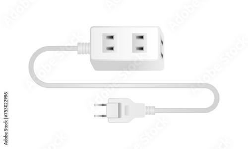 白い電源アダプタ _2口差込口