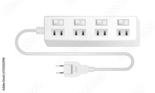 白い電源アダプタ _4口差込口
