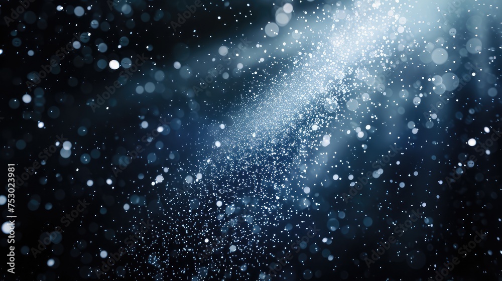 Abstract Blue Particles Drifting in Space Background