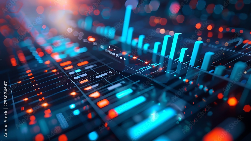 Modern tech-savvy financial analysis with interactive graphs on a dark surface