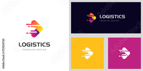 delivery express logistic logo icon design with abstract arrow right ship graphic symbol photo