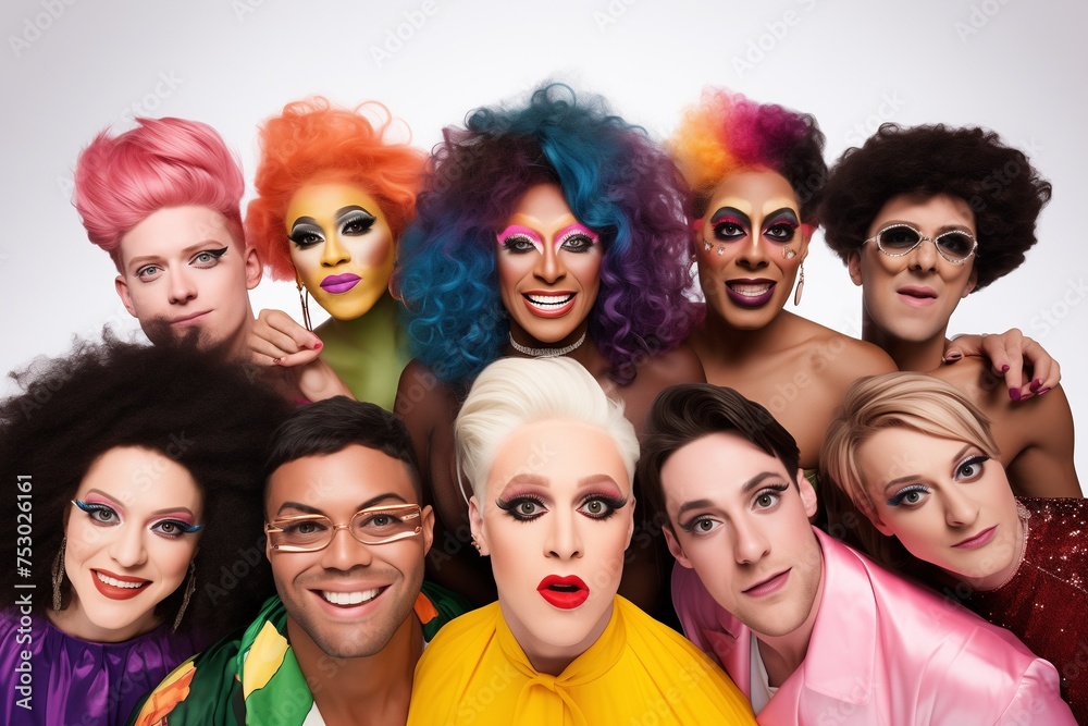 Drag queens LGBT LGBTQ non-binary people smiling portrait