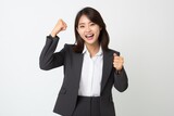 Business woman celebrating feeling happy