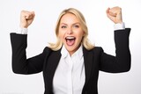 Business woman celebrating feeling happy