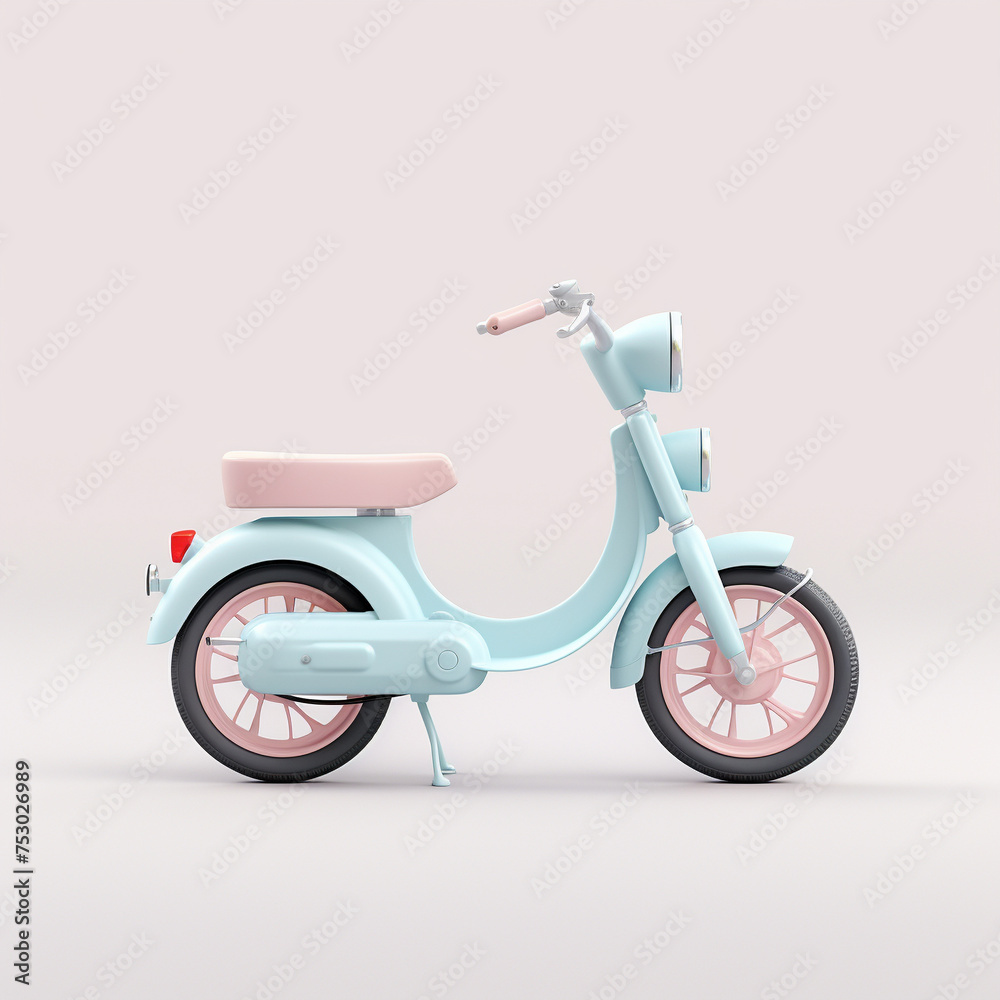Cute Motorcycle isolated background pastel