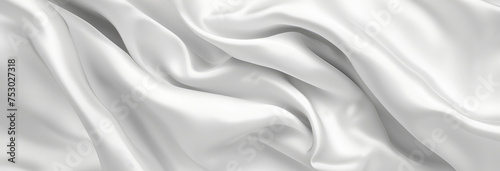 Elegant White Satin Fabric Wavy Texture Background
