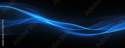 Abstract Blue Light Wave Flowing on Black © evening_tao